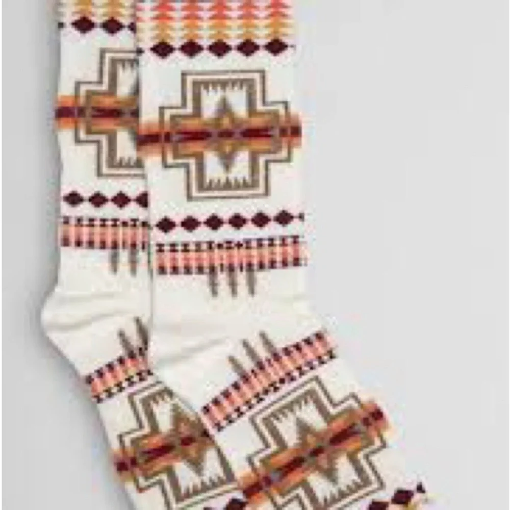 New Pendleton Men's Casual Socks - Cream, Brown, and Orange Medium